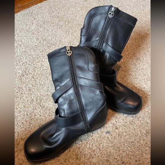 Harley-Davidson Black Leather Combat Boots - Picture 2 of 3